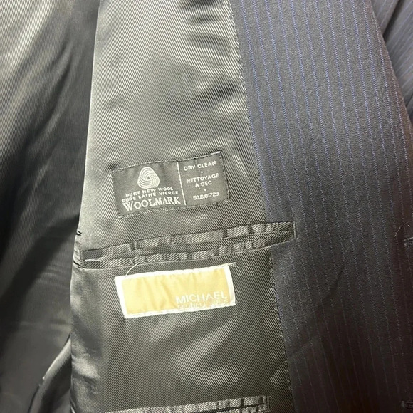 Michael Michael Kors 100% Wool Size 48 X 42W Men’s Suit Black Navy Stripped NWT - Picture 9 of 16